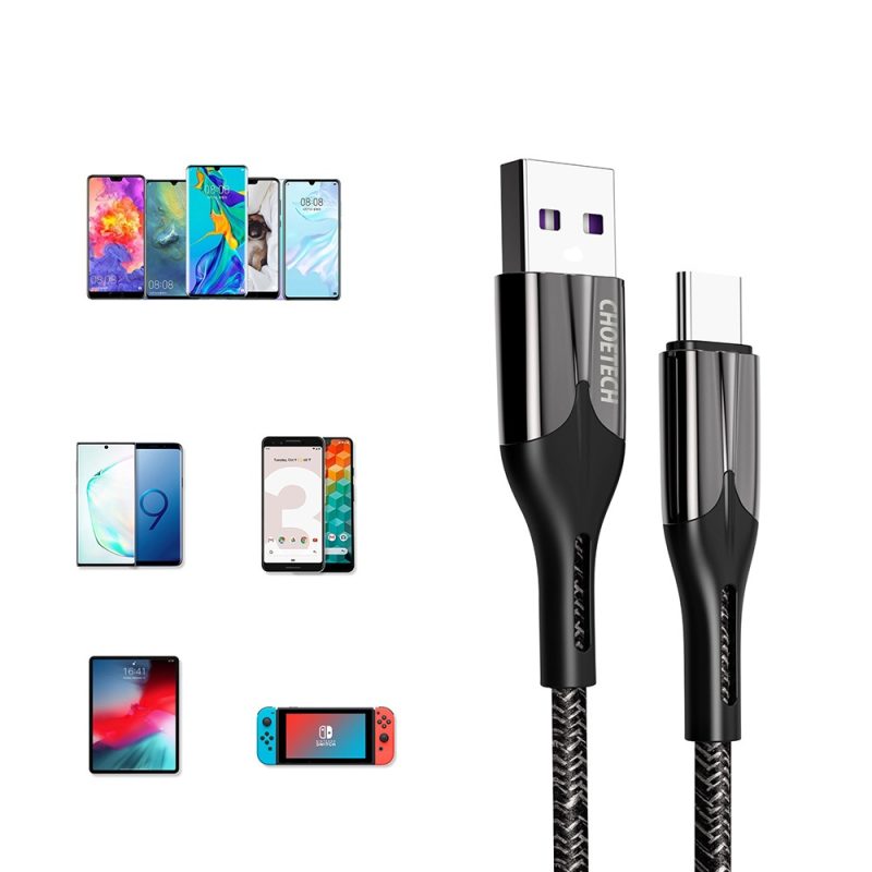 Cáp Usb A To Usb C 5a 1.2m, Màu đen Choetech Mã Ac0013 Bk 2