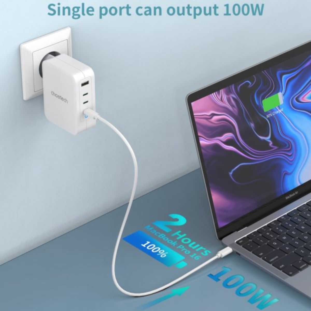 Củ sạc siêu nhanh 130w (3*USB C+ 1*USB A) Choetech PD6001- Hàng chính hãng