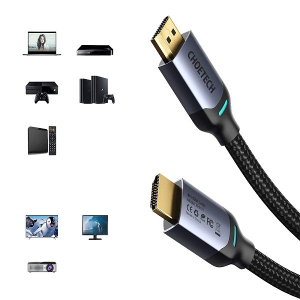 Dây Cáp Dù Lõi Hdmi 2.1 8k 48gbps,4k 120hz Dài 2m Choetech Mã Xhh01 2 1