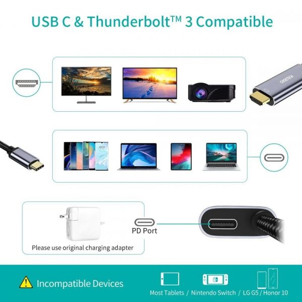 Hub Chuyển Từ Type C Sang Hdmi+ Pd 60w Dài 1.8m Choetech Xch M180 (hàng Chính Hãng) (8)