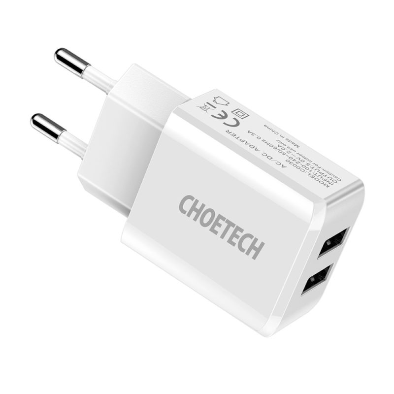 Cốc Sạc 2 Cổng Sạc Usb A 10w Choetech Mã C0030 (1)