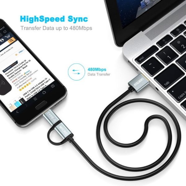 Cáp Sạc 2 In 1 Usb To Type C+ Micro Choetech Xca 0012 (hàng Chính Hãng) (4)