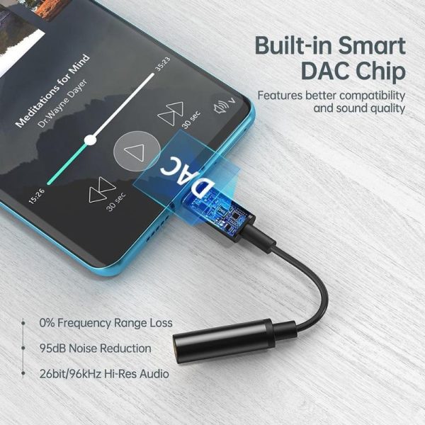 Cáp Chuyển đổi Usb C Sang 3.5mm Female Audio Choetech Aux003–bk (hàng Chính Hãng) (1)