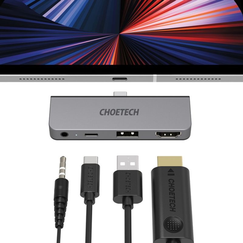 Hub Chia Cổng Type C 4 In 1 đa Năng (1 Type C Pd 3.0, 1 Cổng Usb 3.0, Cổng Hdmi Chuẩn 4k, Cổng Aux 3.5mm) Choetech M13 Hàng Chính Hãng (2)