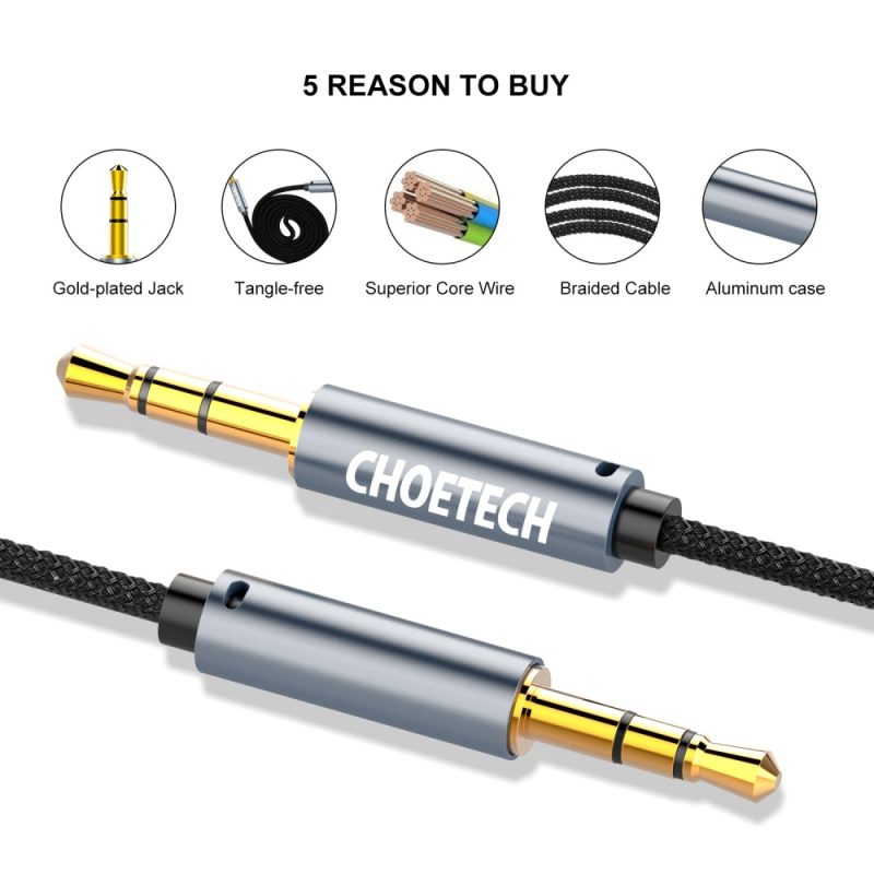 Cáp âm Thanh Chất Lượng Cao Aux Audio 3.5 Bchoetech Aux002 (aux Cable 3.5mm Jack Male To Male) Hàng Chính Hãng (2)