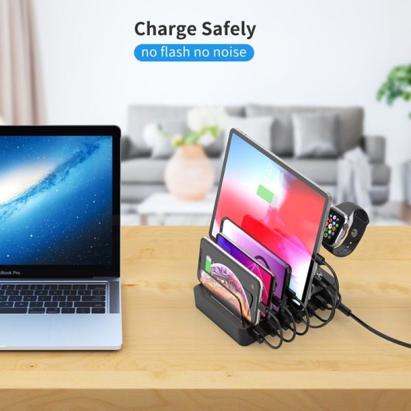 Đế Sạc 6 Cổng Usb Tích Hợp Giá đỡ Công Suất 68w Choetech Q3008 (hàng Chính Hãng) (8)