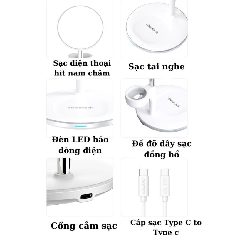 Đế Sạc Không Dây Magsafe 3 In 1 Choetech T586 Dùng Cho Iphone, Airpods Và Tích Hợp Chân đỡ Dây Sạc Cho Apple Watch (hàng Chính Hãng) (9)