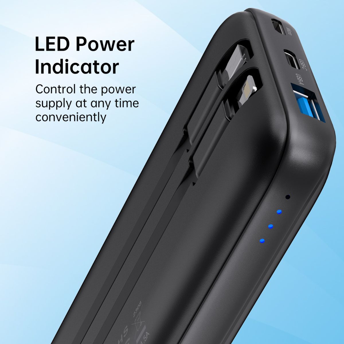 Pin dự phòng 22.5W Choetech B654 tích hợp 2 cáp sạc Type C và Lightning dung lượng 10.000mAh ( Hàng chính hãng)