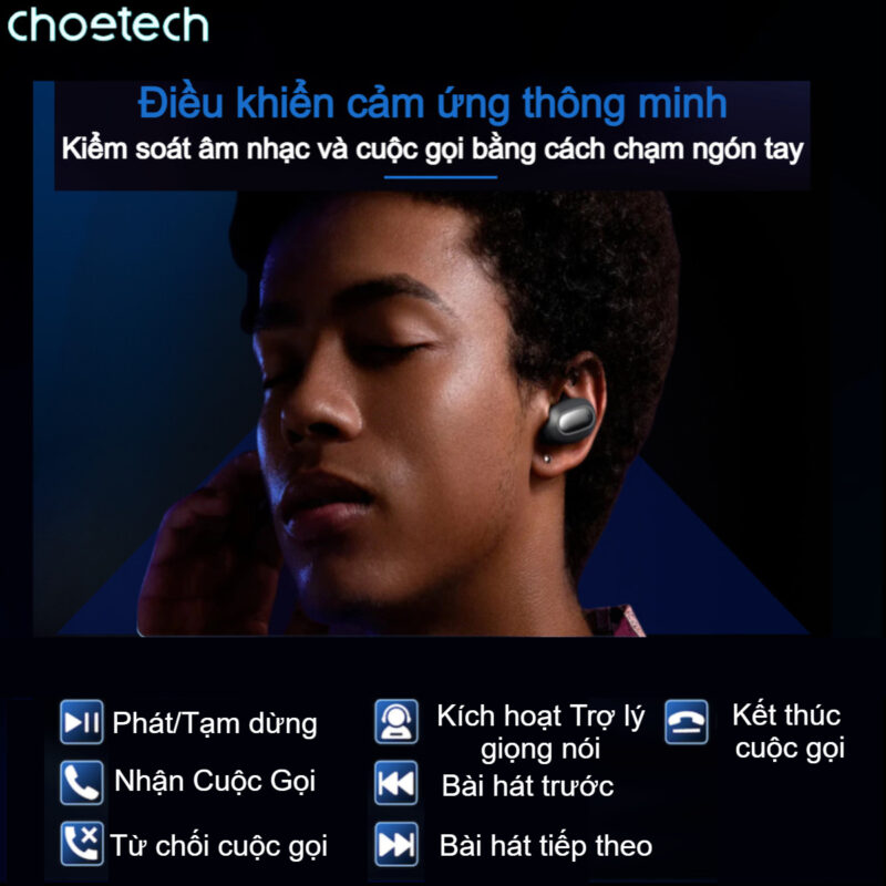 Tai Nghe Không Dây Choetech BH-T23 TWS True Wireless Earbuds (Bluetooth V5.3, thời gian chờ 30 giờ)- Hàng chính hãng