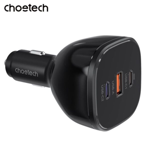 Tẩu sạc ô tô 165w siêu nhanh Choetech TC0024 (2 Type-C + 1 USB A)- Hàng chính hãng