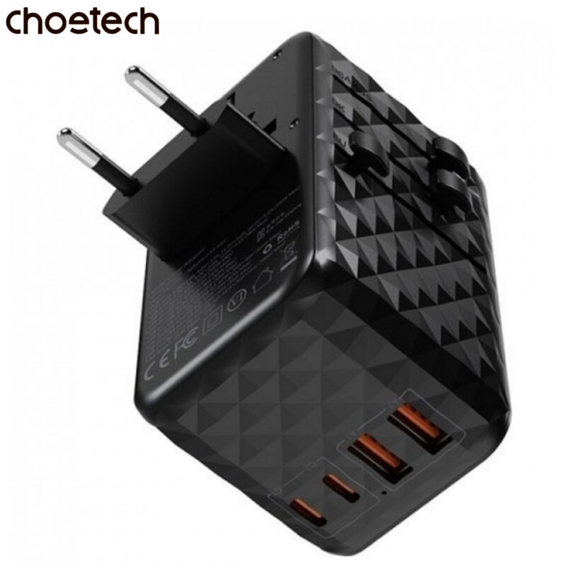 Củ sạc du lịch đa năng Gan 100W Choetech PD6028 (2 USB C+ 2 USB A)- Hàng chính hãng