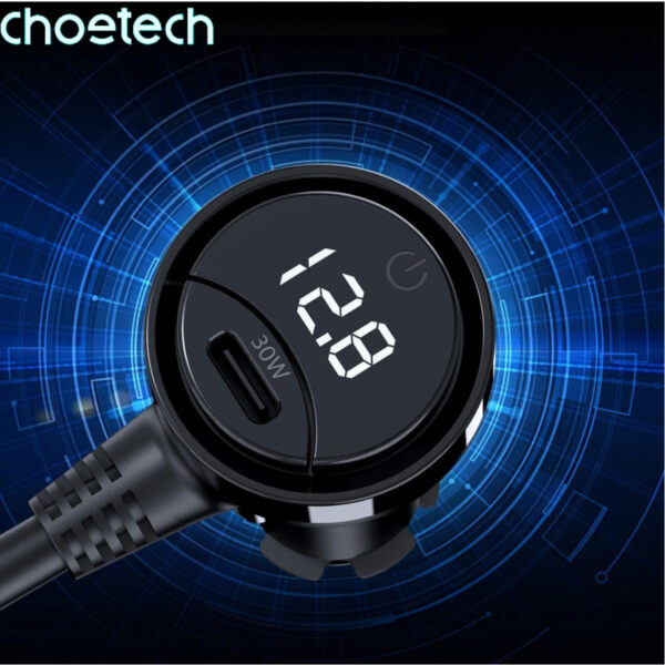 Tẩu sạc đa năng mở rộng Choetech TC0021 thành 3 cổng cắm tẩu và 1 Usb + 2 Usb C công suất 200w (Hàng chính hãng)