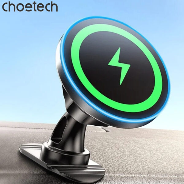 Bộ giá đỡ điện thoại magsafe 2 in 1 trên ô tô Choetech T208-F sạc nhanh công suất 15w