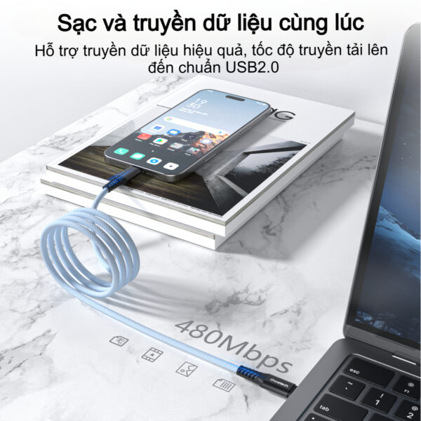 Cáp sạc nhanh Type C to Type C 100w Choetech XCC-1081 thiết kế từ tính tự cuộn tròn chống rối ( Hàng chính hãng)