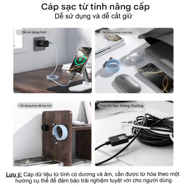 Cáp sạc nhanh Type C to Type C 100w Choetech XCC-1081 thiết kế từ tính tự cuộn tròn chống rối ( Hàng chính hãng)