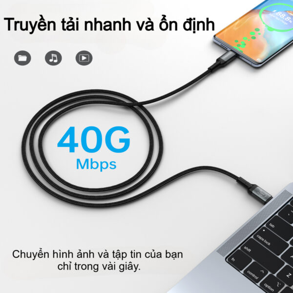 Cáp sạc nhanh Type C to Type C 240w Choetech XCC-1040 hỗ trợ truyền tải dữ liệu 8K@60Hz (Hàng chính hãng)