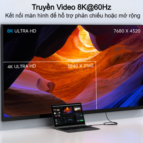 Cáp sạc nhanh Type C to Type C 240w Choetech XCC-1040 hỗ trợ truyền tải dữ liệu 8K@60Hz (Hàng chính hãng)