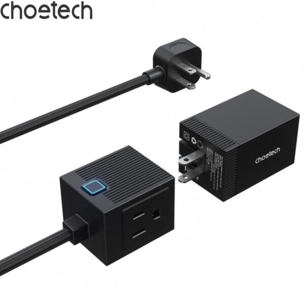 Bộ sạc nhanh GaN Pro 65w Choetech PD8054 kèm dây AC nối dài 1.5m (Hàng chính hãng)