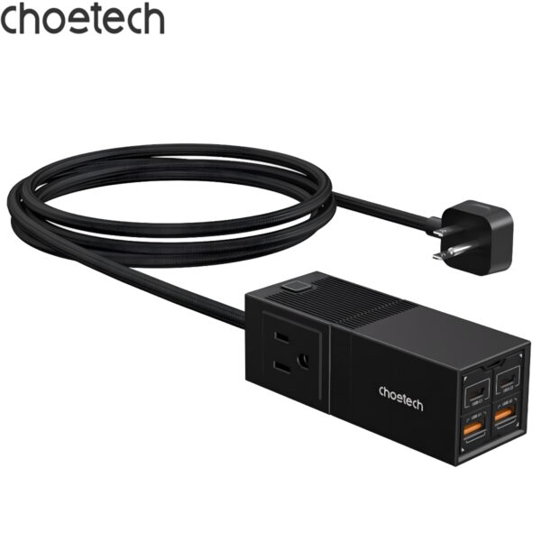 Bộ sạc nhanh GaN Pro 65w Choetech PD8054 kèm dây AC nối dài 1.5m (Hàng chính hãng)