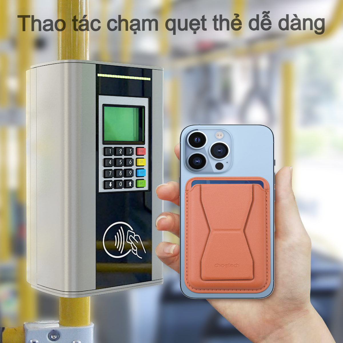 Case đựng thẻ kiêm giá đỡ từ tính Choetech PC0003 (Hàng chính hãng)