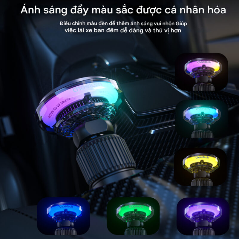 Giá đỡ điện thoại magsafe Choetech T233-F sạc nhanh 15w chuẩn Qi2 với đèn LED đổi màu đầy phong cách ( Hàng chính hãng)