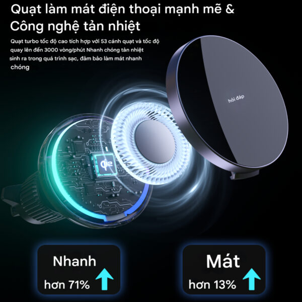 Giá đỡ điện thoại magsafe Choetech T233-F sạc nhanh 15w chuẩn Qi2 với đèn LED đổi màu đầy phong cách ( Hàng chính hãng)