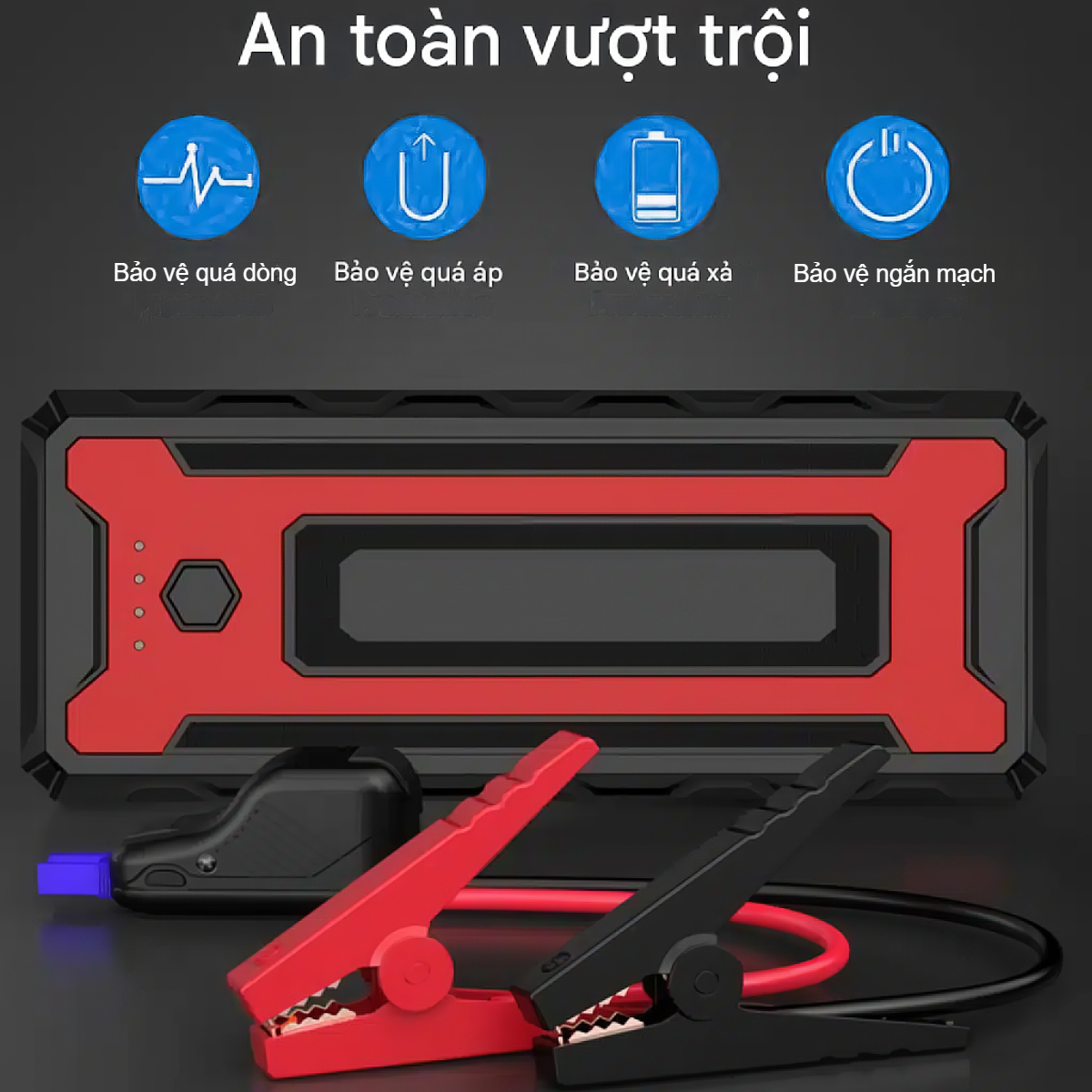 Bộ kích nguồn tô tô Choetech TC0009 2000A sạc pin cầm tay dung lượng 16000mAh tích hợp đèn led 3 chế độ (Hàng chính hãng)