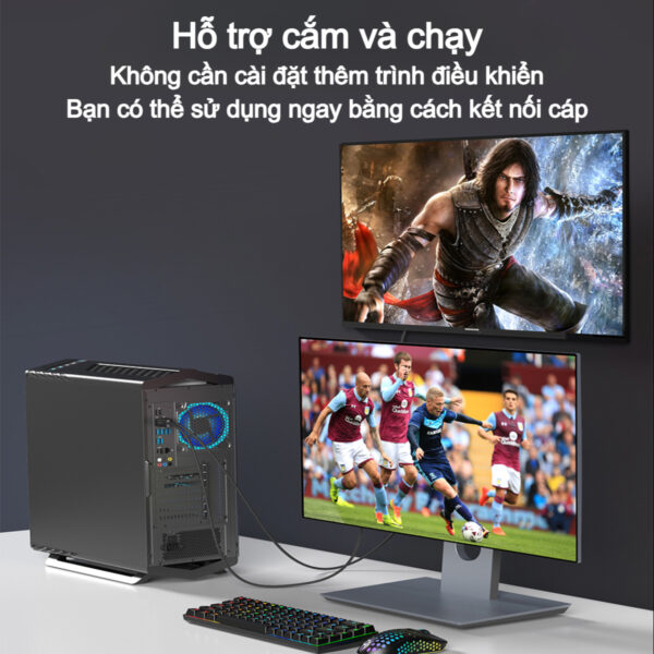 Cáp chuyển DisplayPort (DP) sang HDMI 4K@60Hz Choetech XDH01 dài 2m ( Hàng chính hãng)