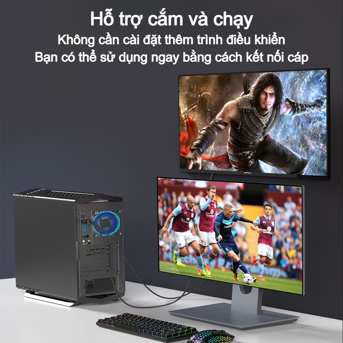 Cáp chuyển DisplayPort (DP) sang HDMI 4K@60Hz Choetech XDH01 dài 2m ( Hàng chính hãng)