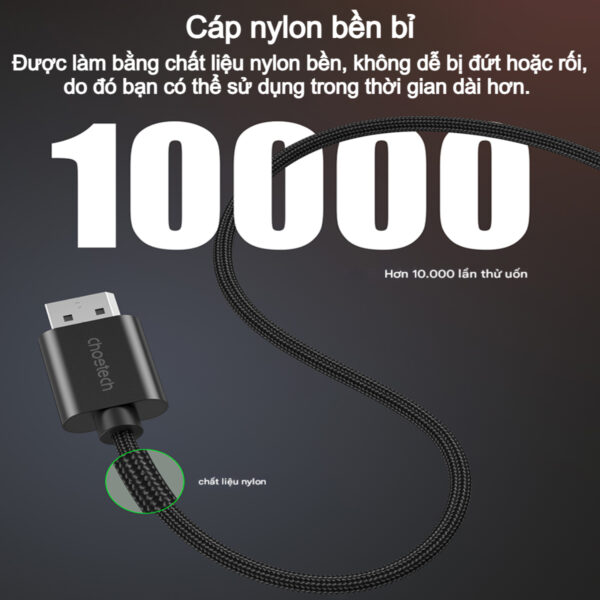 Cáp chuyển DisplayPort (DP) sang HDMI 4K@60Hz Choetech XDH01 dài 2m ( Hàng chính hãng)
