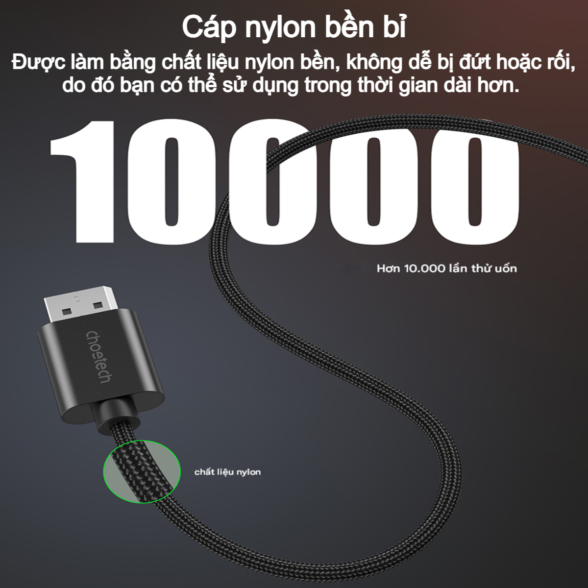 Cáp chuyển DisplayPort (DP) sang HDMI 4K@60Hz Choetech XDH01 dài 2m ( Hàng chính hãng)