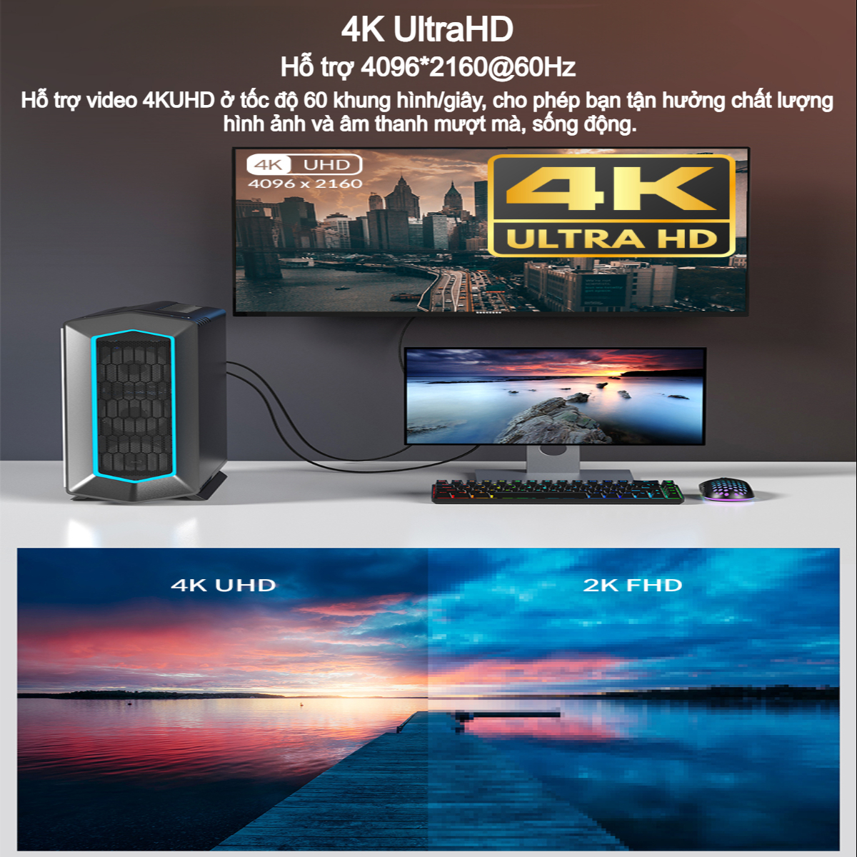 Cáp chuyển DisplayPort (DP) sang HDMI 4K@60Hz Choetech XDH01 dài 2m ( Hàng chính hãng)