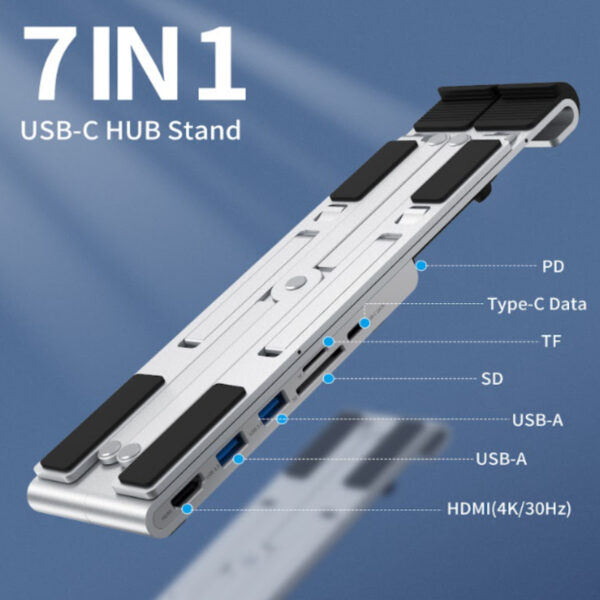 Giá đỡ tích hợp Hub chuyển đổi 7 in 1 Choetech M43 có thể gấp gọn đa năng (Hàng chính hãng)