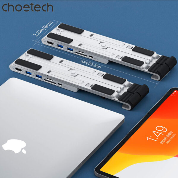 Giá đỡ tích hợp Hub chuyển đổi 7 in 1 Choetech M43 có thể gấp gọn đa năng (Hàng chính hãng)