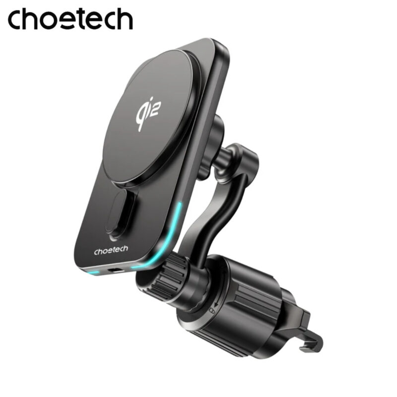 Giá đỡ sạc không dây trên ô tô Choetech T231 công suất 15w chuẩn Qi2 xoay 360 độ có tản nhiệt