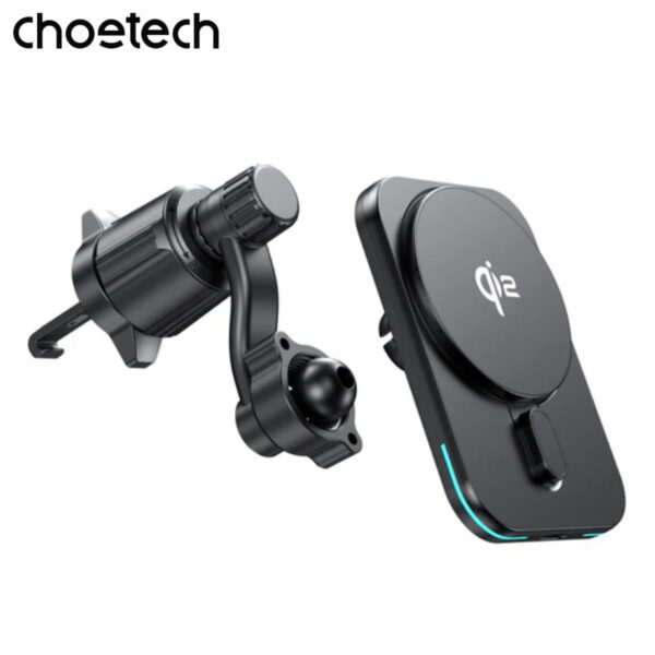 Giá đỡ sạc không dây trên ô tô Choetech T231 công suất 15w chuẩn Qi2 xoay 360 độ có tản nhiệt