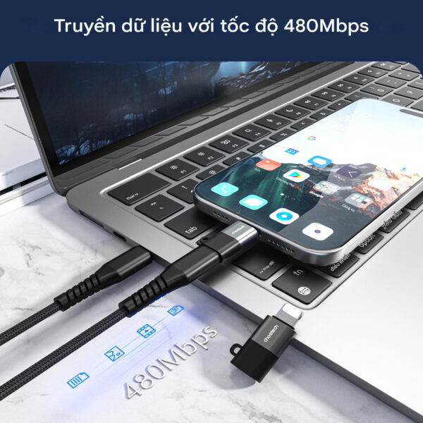 Đầu chuyển Lightning sang Type C Choetech CR-001 truyền dữ liệu và sạc nhanh ( Hàng chính hãng)