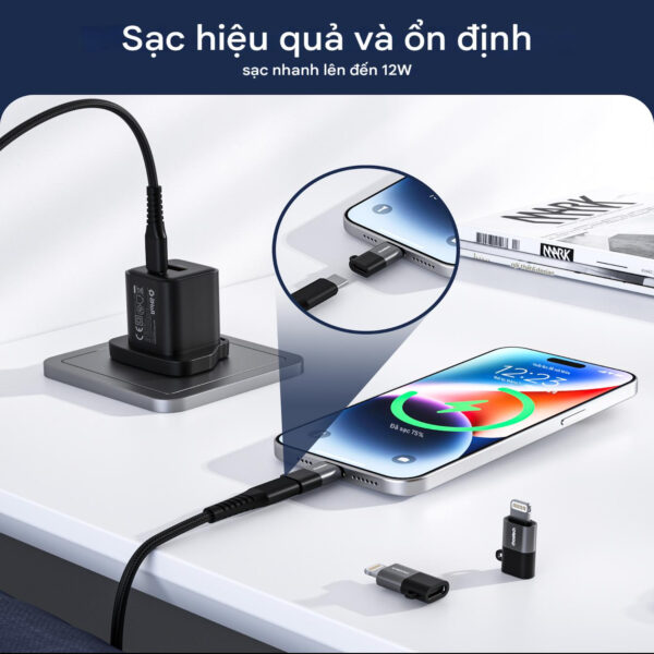 Đầu chuyển Lightning sang Type C Choetech CR-001 truyền dữ liệu và sạc nhanh ( Hàng chính hãng)