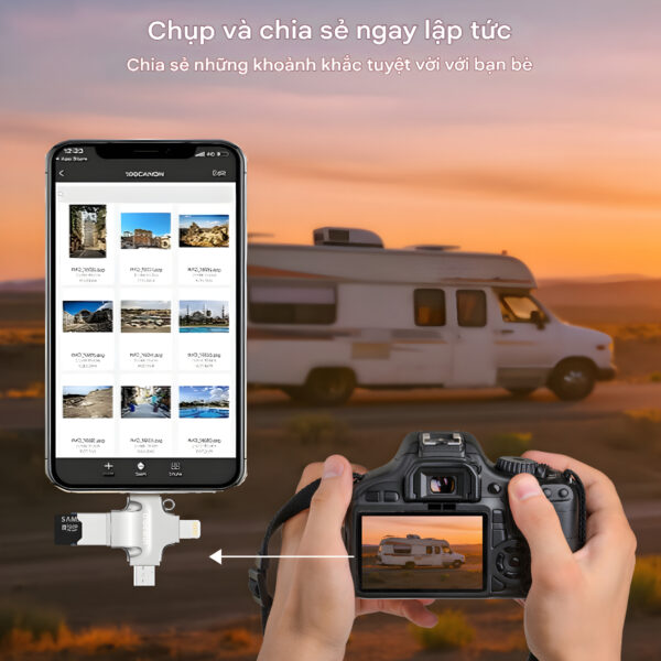 Đầu đọc thẻ nhớ 4 in 1 Choetech CR-002 tốc độ cao với nhiều cổng kết nối đa năng (Hàng chính hãng)