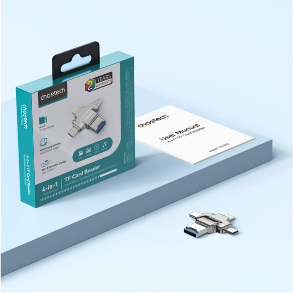 Đầu đọc thẻ nhớ 4 in 1 Choetech CR-002 tốc độ cao với nhiều cổng kết nối đa năng (Hàng chính hãng)