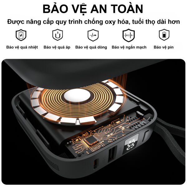 Pin dự phòng đa năng 2 in 1 Choetech B697 công suất 22.5W tích hợp cáp Type C và Lightning dùng sạc cho điện thoại và apple Watch (Hàng chính hãng)