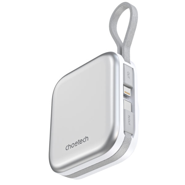 Pin dự phòng đa năng 2 in 1 Choetech B697 công suất 22.5W tích hợp cáp Type C và Lightning dùng sạc cho điện thoại và apple Watch (Hàng chính hãng)
