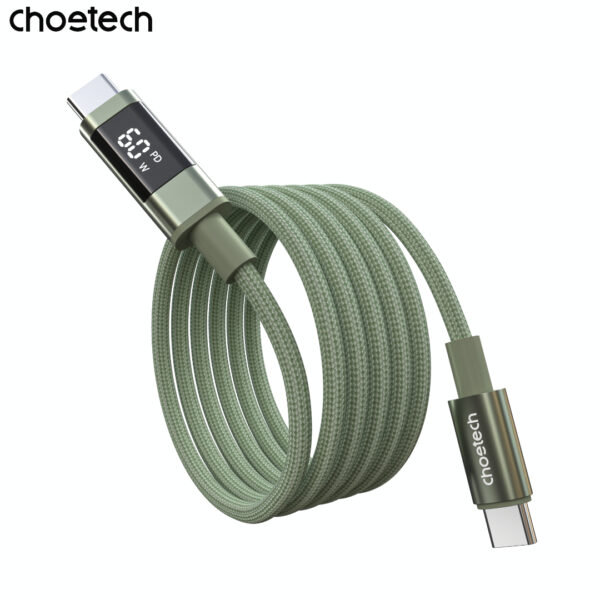 Cáp sạc nhanh và truyền dữ liệu Type C to Type C 60w có màn hình hiển thị thông số (Hàng chính hãng)