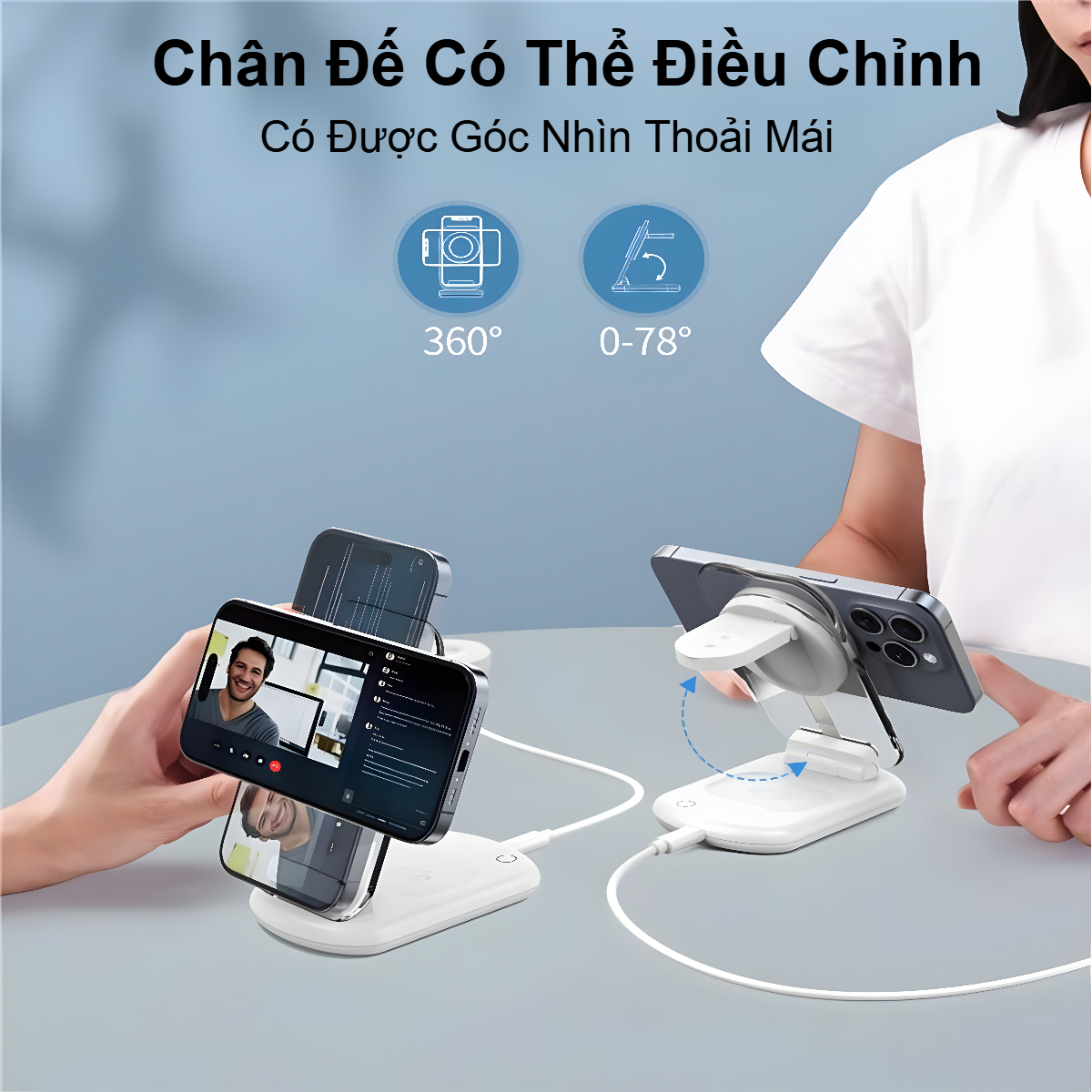 Đế sạc không dây Magsafe 3 in 1 xếp gọn 15W Choetech T618 trong suốt có đèn dùng sạc cho Điện thoại, Tai nghe và Apple watch (Hàng chính hãng) 14 Đế sạc không dây Magsafe 3 in 1 xếp gọn 15W Choetech T618 trong suốt có đèn dùng sạc cho Điện thoại, Tai nghe và Apple watch (Hàng chính hãng)