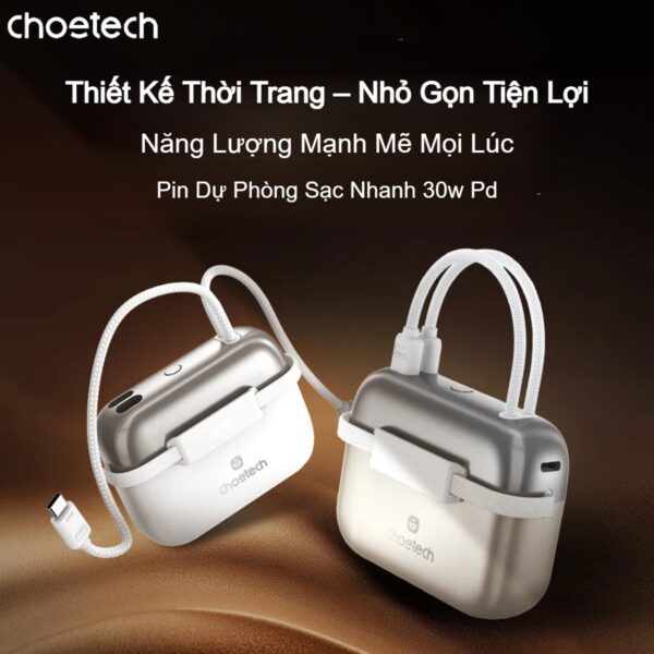 Pin Dự Phòng Mini 30W Choetech B812 Dung Lượng 10000mAh Tích Hợp Cáp Type C Và Lightning Dùng Cho Tất Cả Dòng Điện Thoại (Hàng chính hãng) 16 Pin Dự Phòng Mini 30W Dung Lượng 10000mAh Tích Hợp Cáp Type C Và Lightning Dùng Cho Tất Cả Dòng Điện Thoại (Hàng chính hãng)
