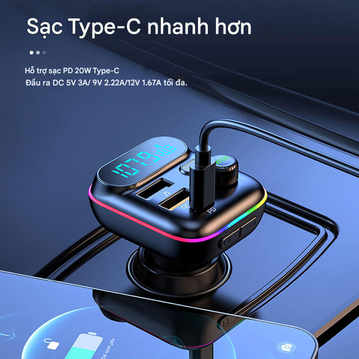 Tẩu sạc ô tô Choetech TC0050 tích hợp Bluetooth phát FM sạc nhanh 36W (Hàng chính hãng) 34 Tẩu sạc ô tô Choetech TC0050 tích hợp Bluetooth phát FM sạc nhanh 36W (Hàng chính hãng)