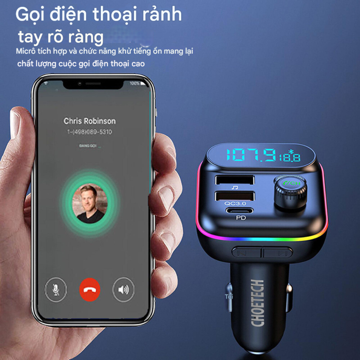 Tẩu sạc ô tô Choetech TC0050 tích hợp Bluetooth phát FM sạc nhanh 36W (Hàng chính hãng) 6 Tẩu sạc ô tô Choetech TC0050 tích hợp Bluetooth phát FM sạc nhanh 36W (Hàng chính hãng)