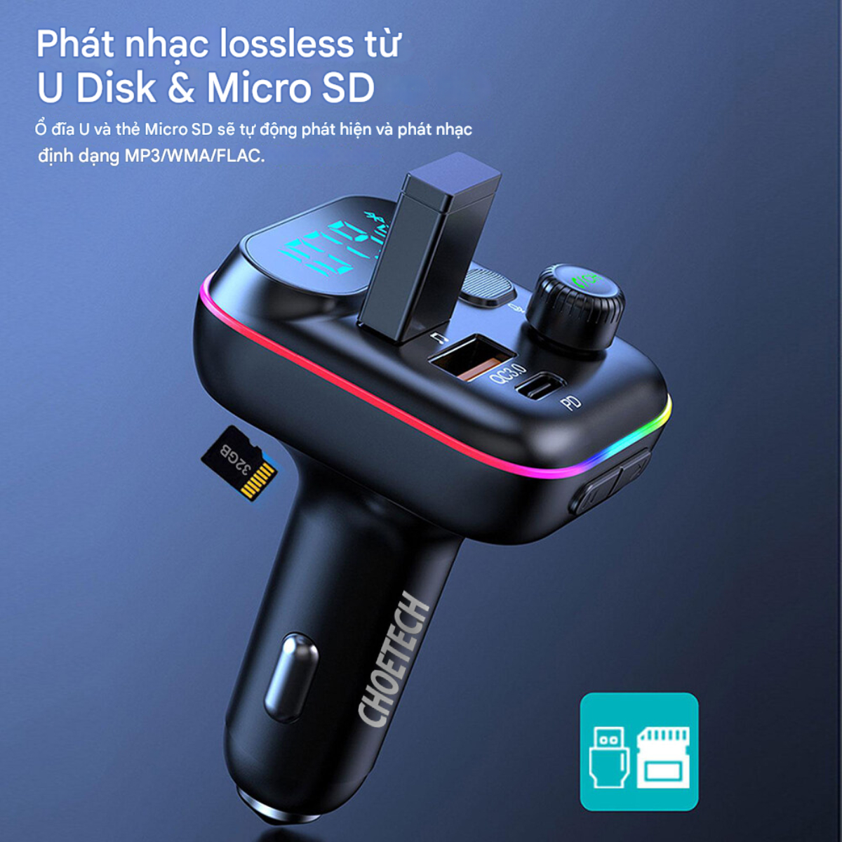 Tẩu sạc ô tô Choetech TC0050 tích hợp Bluetooth phát FM sạc nhanh 36W (Hàng chính hãng) 32 Tẩu sạc ô tô Choetech TC0050 tích hợp Bluetooth phát FM sạc nhanh 36W (Hàng chính hãng)