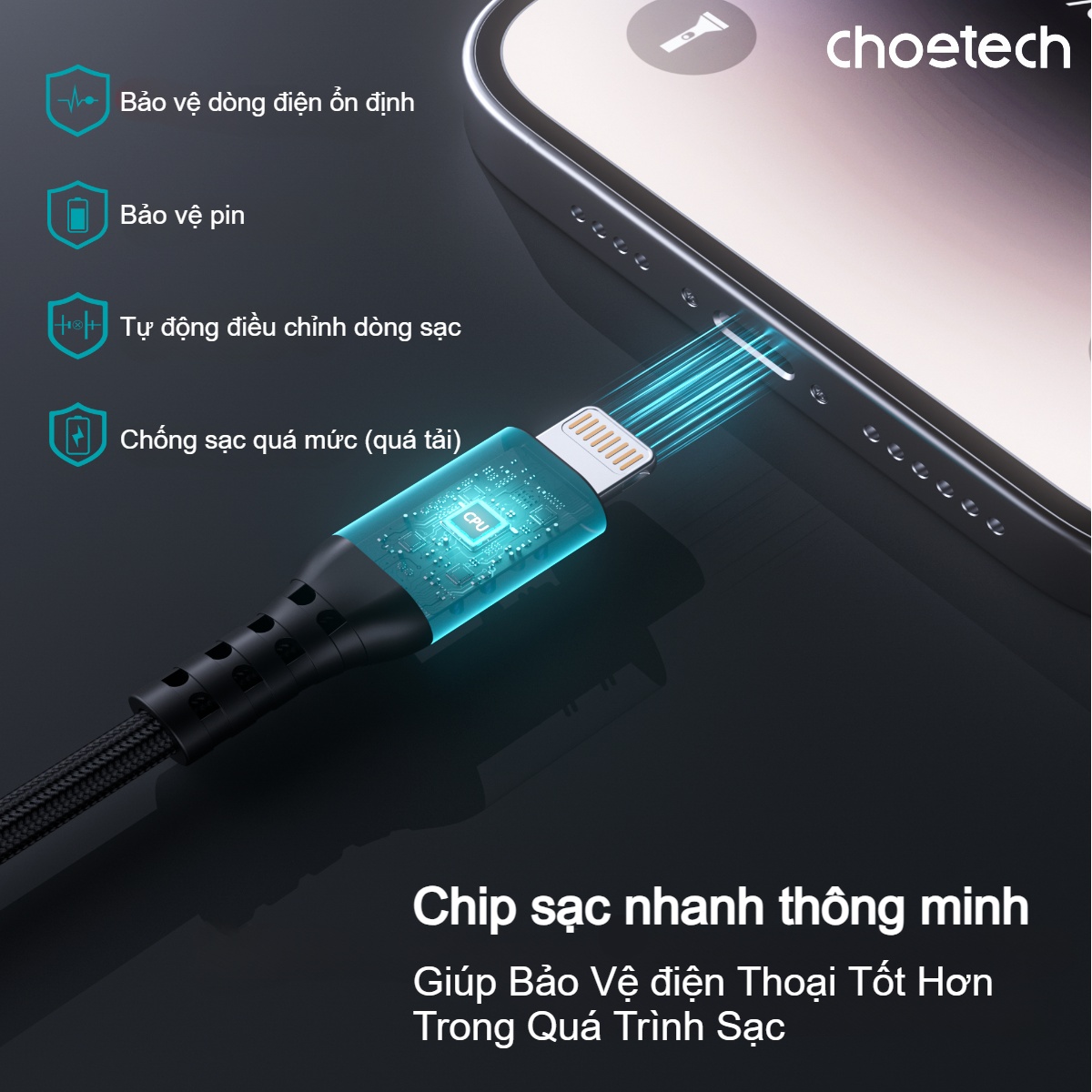 Cáp sạc nhanh và truyền dữ liệu Type C to Lightning Choetech XCL-1021 công suất 20W dài 1m8 (Hàng chính hãng)