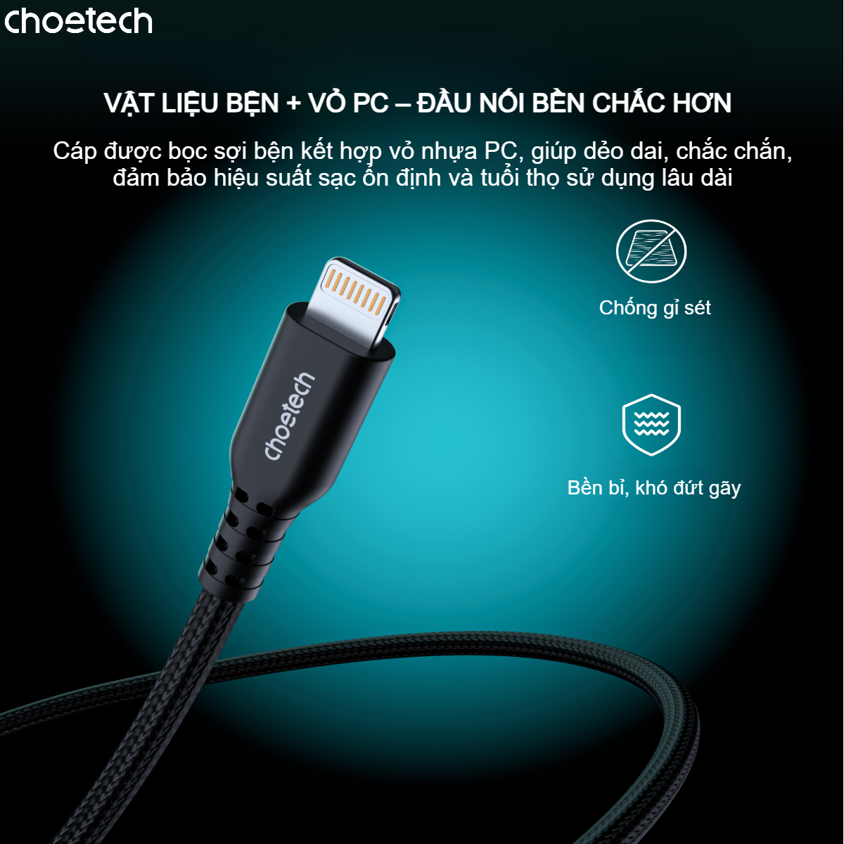 Cáp sạc nhanh và truyền dữ liệu Type C to Lightning Choetech XCL-1021 công suất 20W dài 1m8 (Hàng chính hãng)